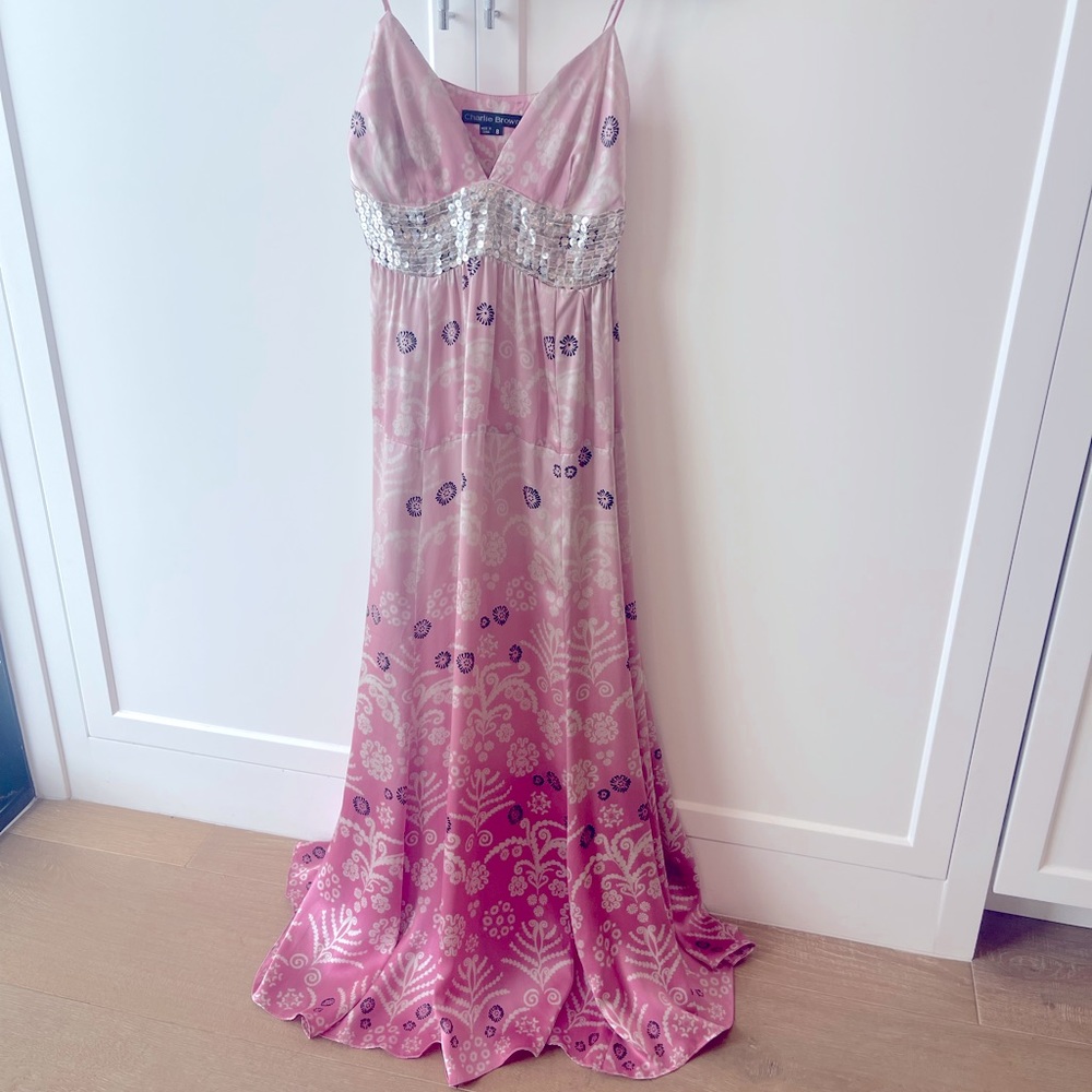Charlie Brown a-line pink gradient /ombré sequin dress